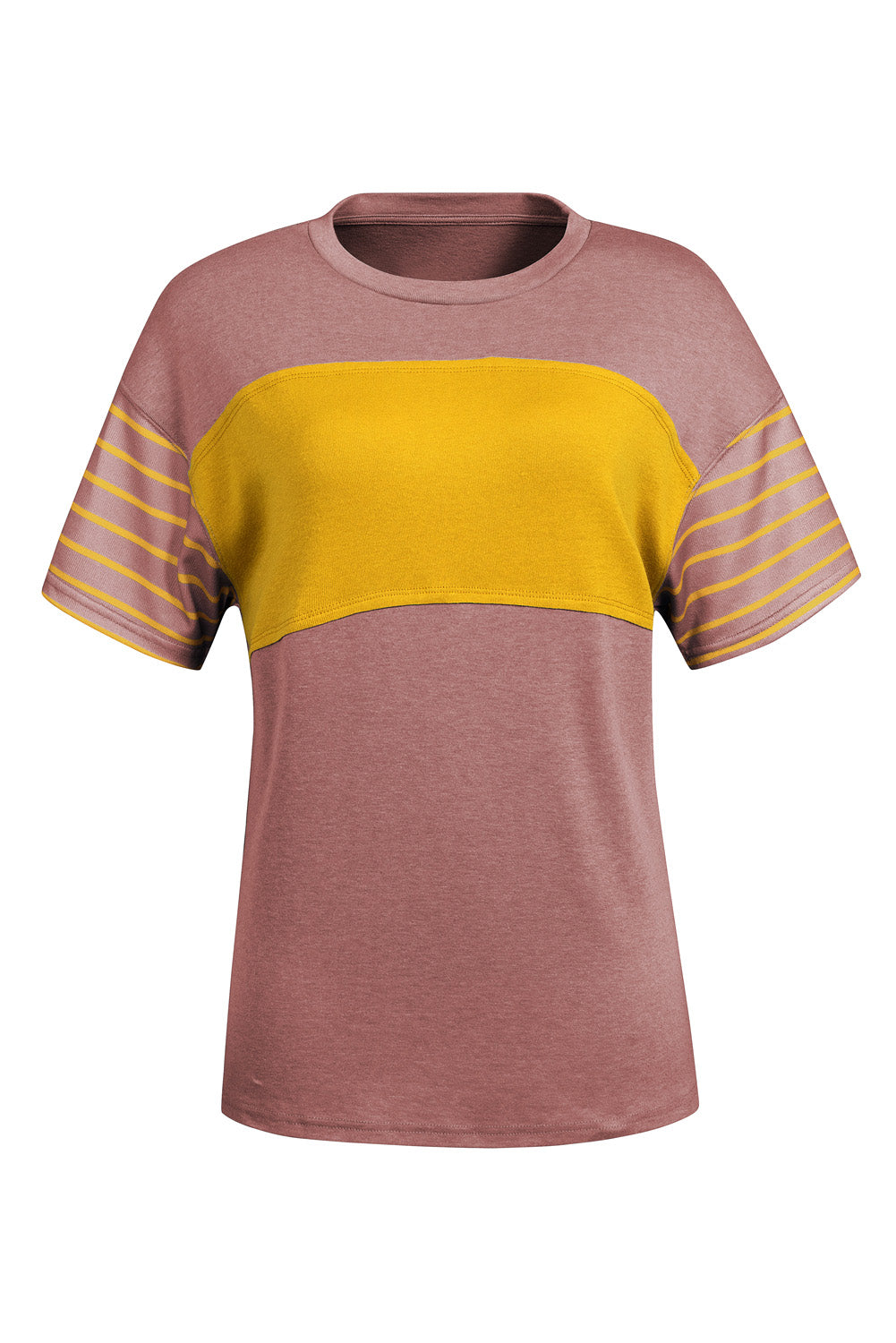 Striped Round Neck Short Sleeve T-Shirt - T - 6 COLORS -