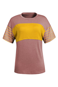 Thumbnail for Striped Round Neck Short Sleeve T-Shirt - T - 6 COLORS -