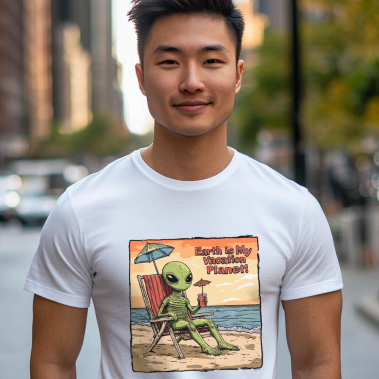 Earth Is My Vacation Planet Alien Tee, Alien Vacation T-Shirt - 2 COLORS -