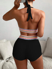 Thumbnail for Backless Textured Halter Neck Two-Piece Swim Set - T - 6 COLORS -