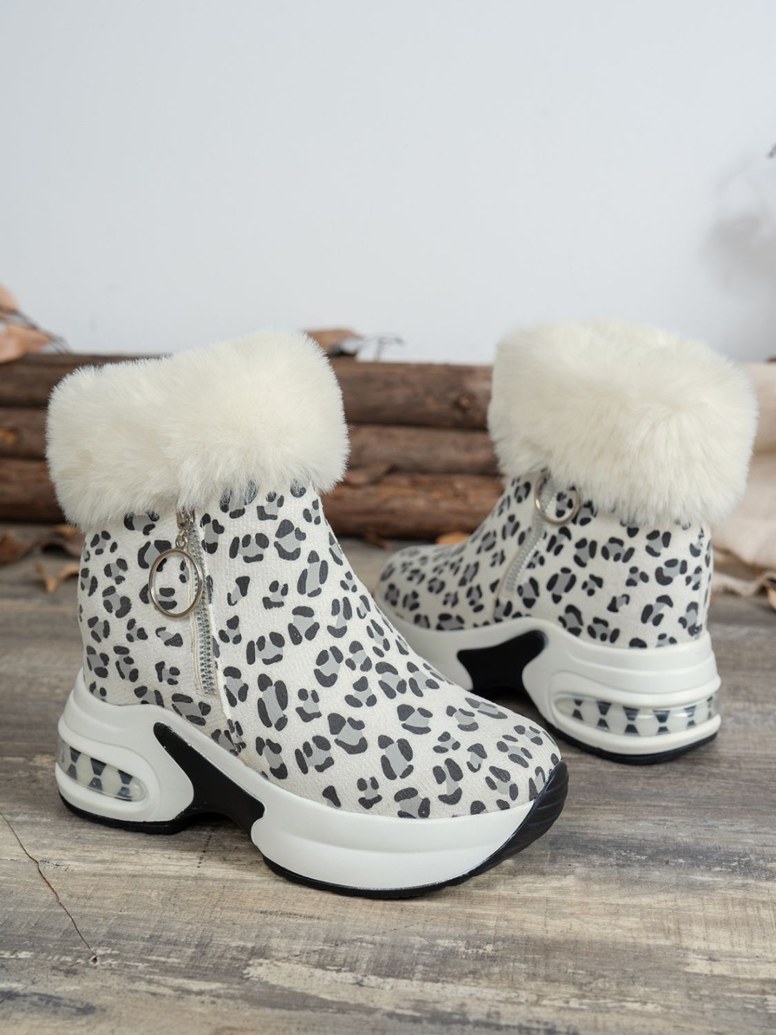 Side Zipper Leopard Platform Boots - T - 2 COLORS -