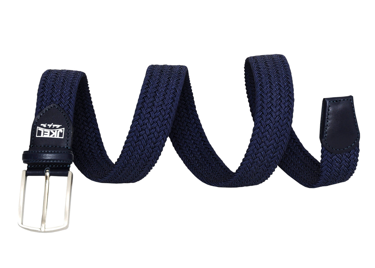 Jkel - Elba Navy/Grey Striped Men Stretch Belt -