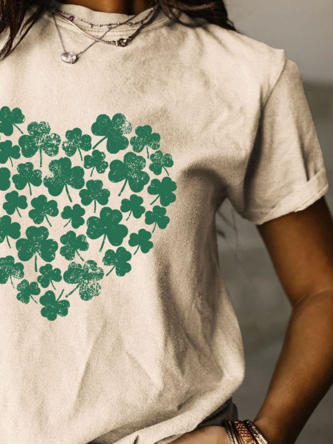 Full Size Lucky Clover Round Neck Short Sleeve T-Shirt - T - 10 COLORS -