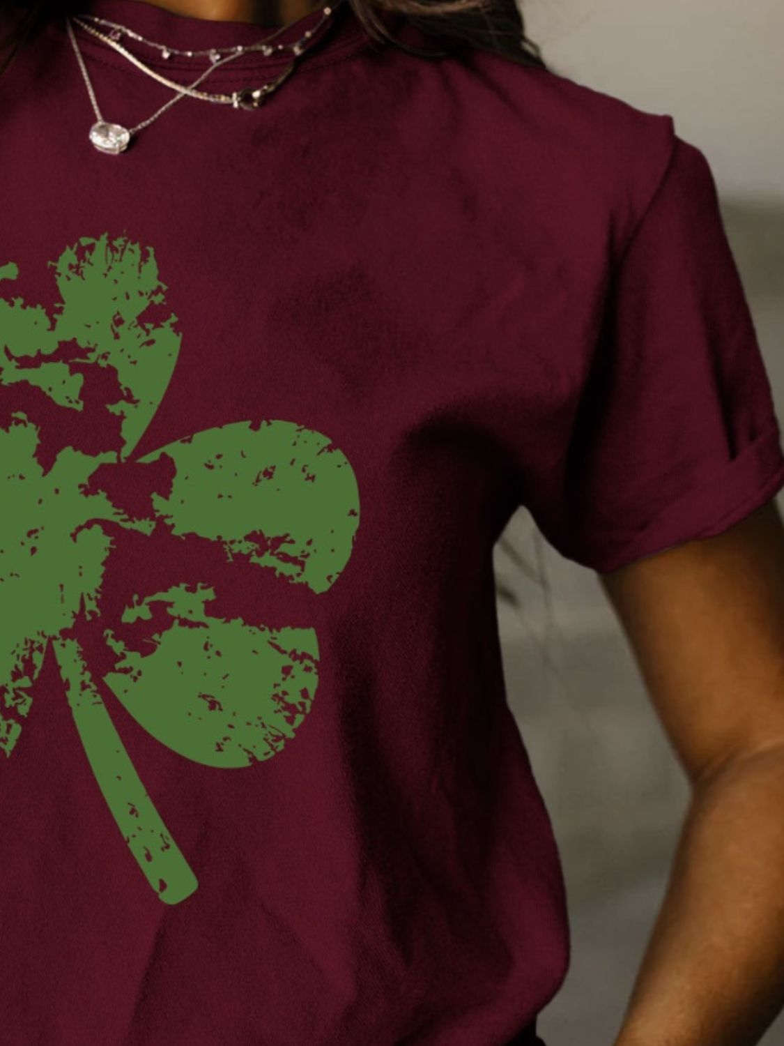 Full Size Lucky Clover Round Neck Short Sleeve T-Shirt - T - 11 COLORS -