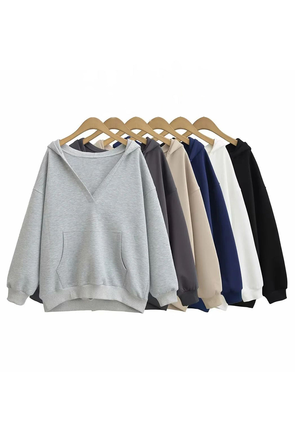 Basic Bae Kangaroo Pocket Long Sleeve Hoodie - T - 6 COLORS -