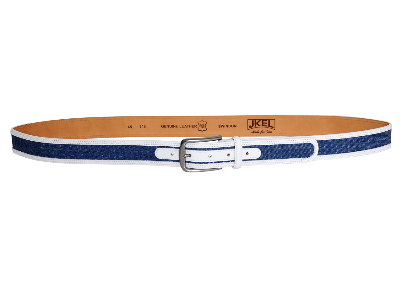 Jkel - Swindon White Blue Leather Men Belt -