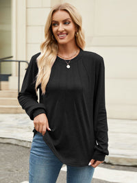 Thumbnail for Round Neck Long Sleeve T-Shirt - T - 5 COLORS -