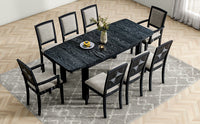 Thumbnail for Rustic Extendable 84inch Dining Table Set With 24inch Removable Leaf , 6 Upholstered Armless Dining Chairs and 2 Padded