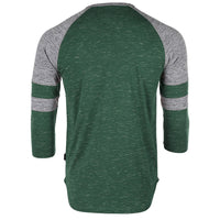 Thumbnail for Men's 3/4 Sleeve GREEN Baseball Football College Raglan Henley Athletic T-Shirt - 2 COLOR COMBOS -