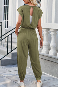 Thumbnail for Round Neck Cap Sleeve Jumpsuit - T - 6 COLORS -