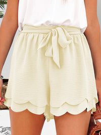 Thumbnail for Tied Layered Scalloped Hem Shorts - T - 2 COLORS -