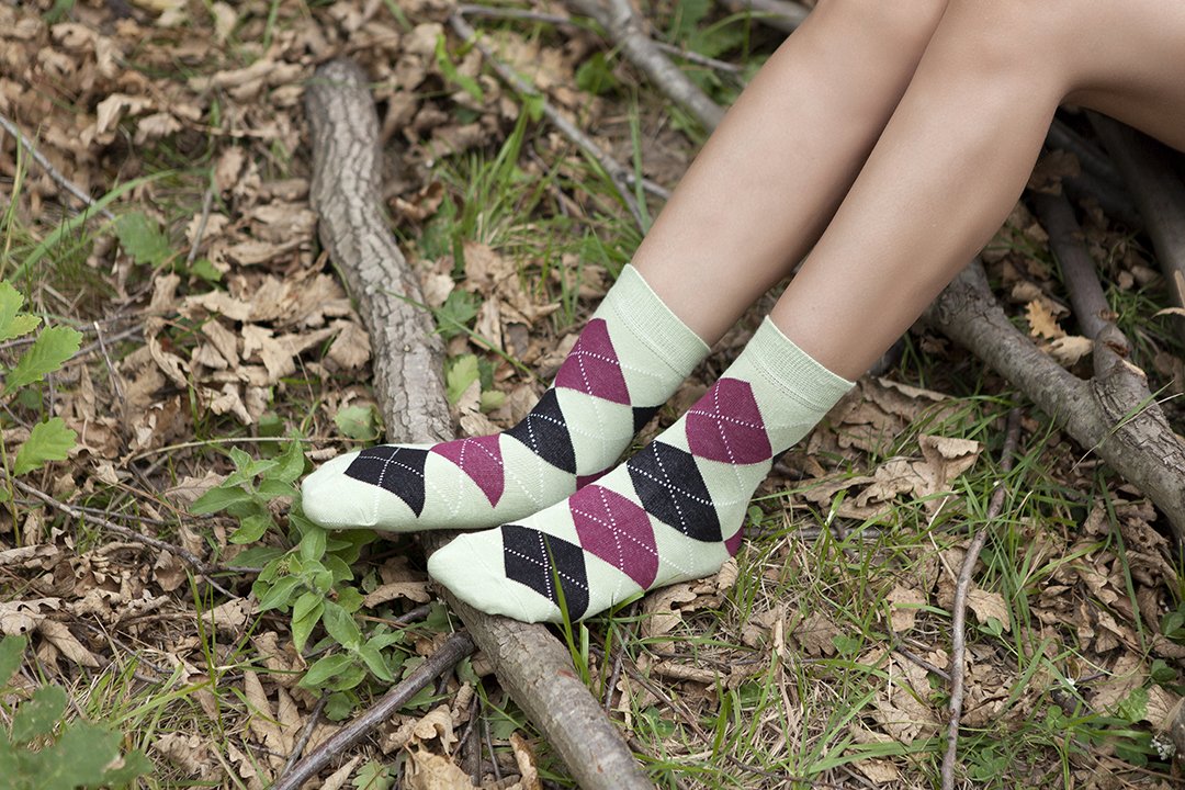 Women's Pistachio Argyle Socks - 1 COLOR -