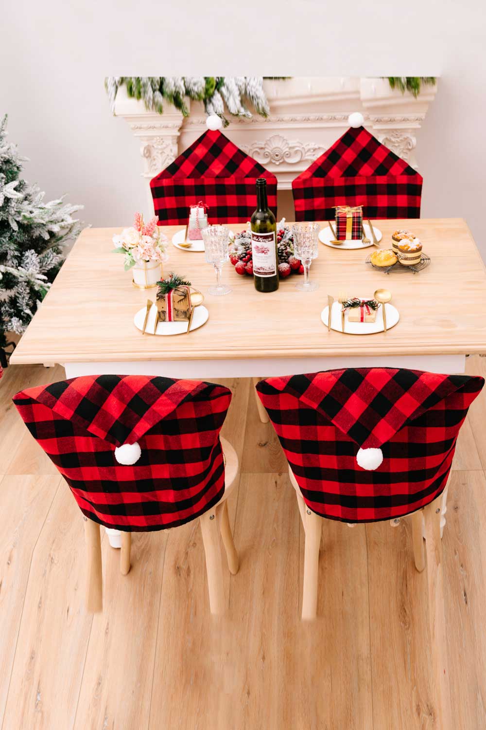 2-Pack Christmas Plaid Chair Covers - 19"X24" - [5-10 DAY DELIVERY] - 2 PCS. - T - 2 COLORS -