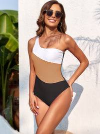 Thumbnail for Color Block One Shoulder One-Piece Swimwear - T - 4 COLORS -