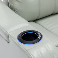 Thumbnail for PU Leather Power Recliner Individual Seat Home Theater Recliner With Cooling Cup Holder, Bluetooth Speaker, LED Lights,