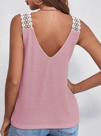 Thumbnail for Full Size Lace Detail V-Neck Tank - T - 5 COLORS -