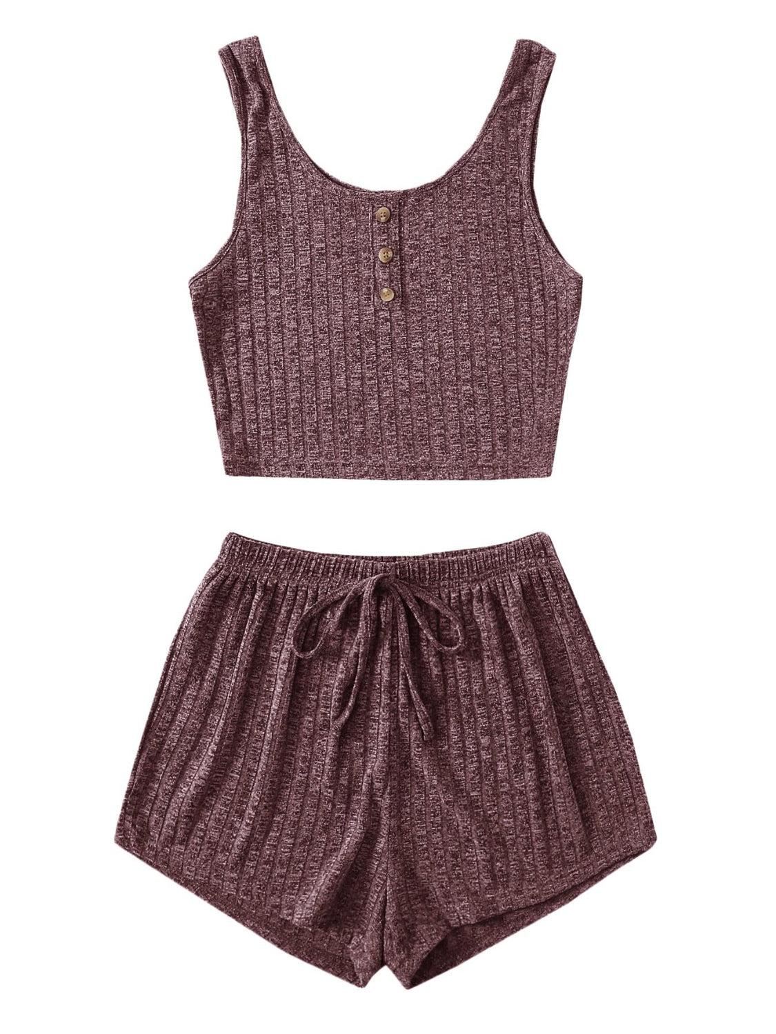 Scoop Neck Top and Shorts Lounge Set - 2 PCS. - T - 4 COLORS -