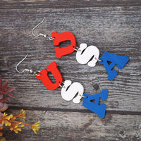 Thumbnail for USA Wooden Letter Dangle Earrings - T -