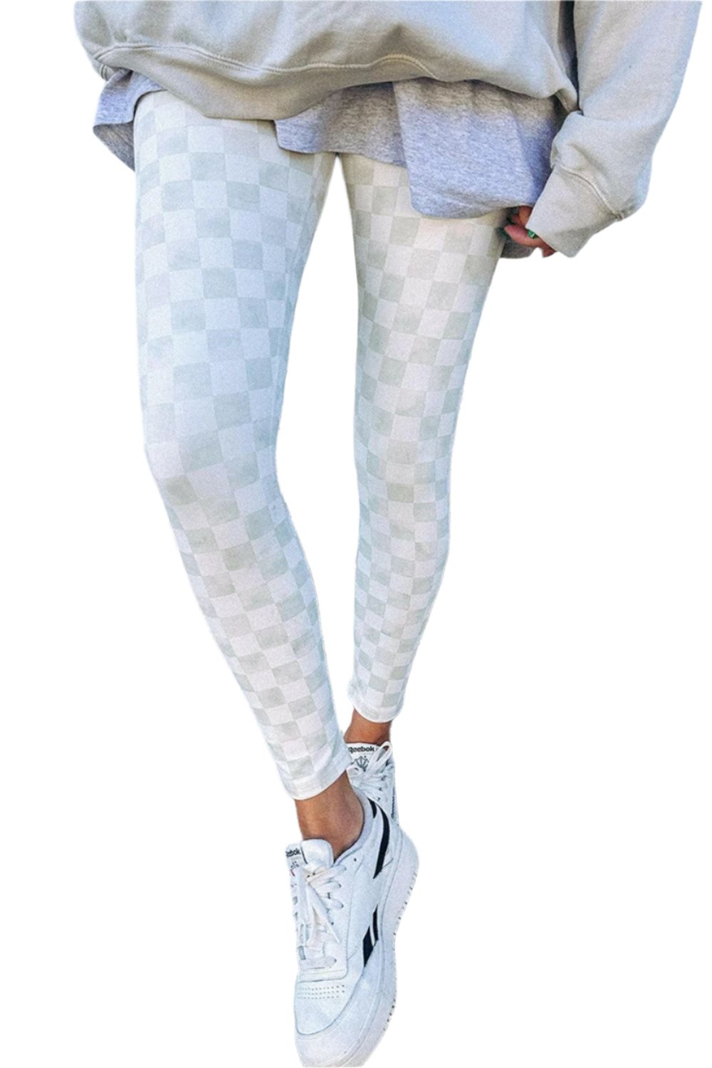 Checkered Elastic Waist Leggings - T - 1 COLOR -