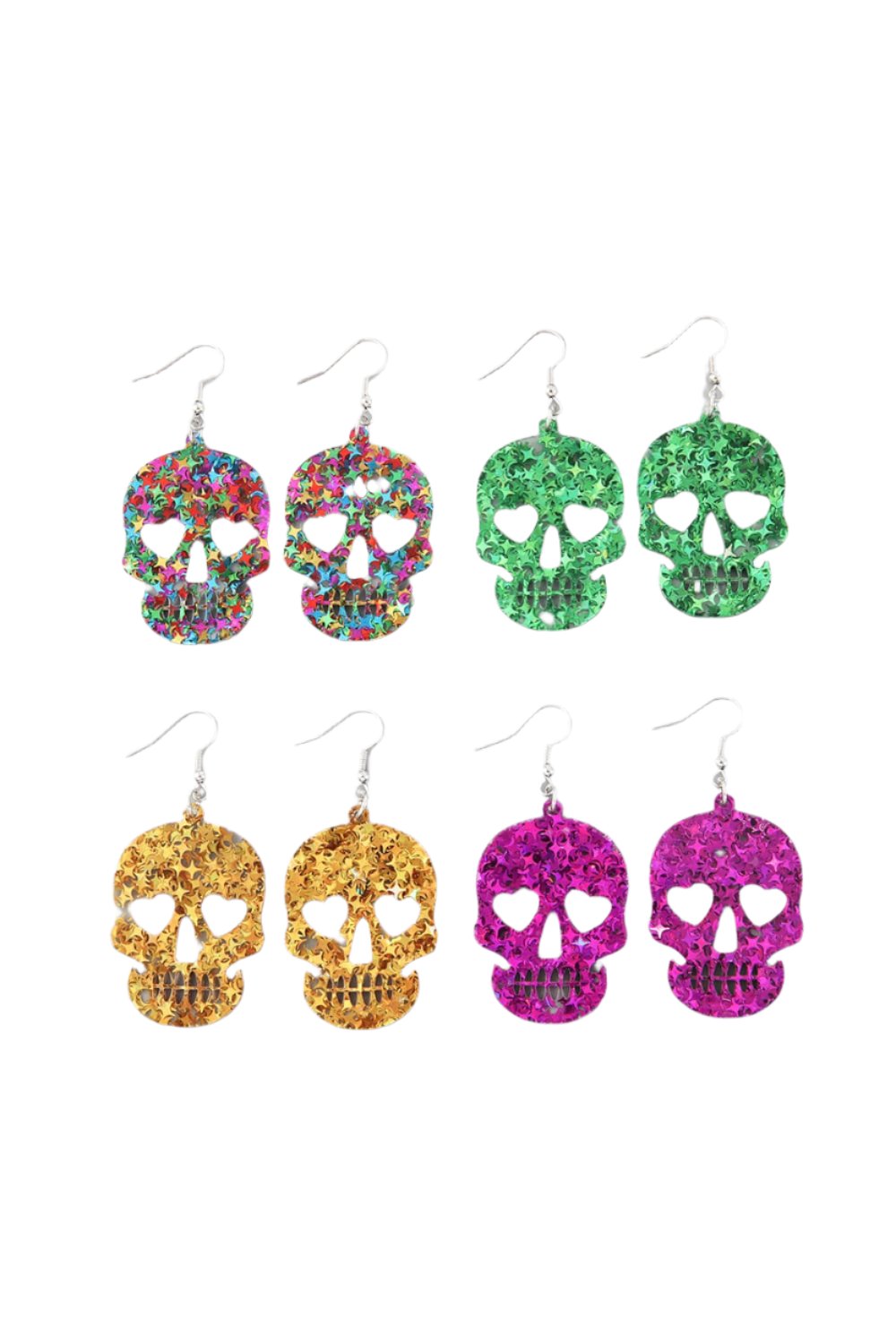 Acrylic Skull Drop Earrings - T - 4 COLORS -