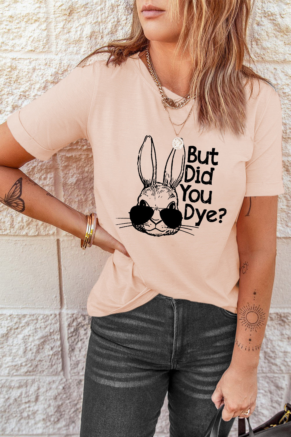 Rabbit Graphic Round Neck T-Shirt - T - 1 COLOR -