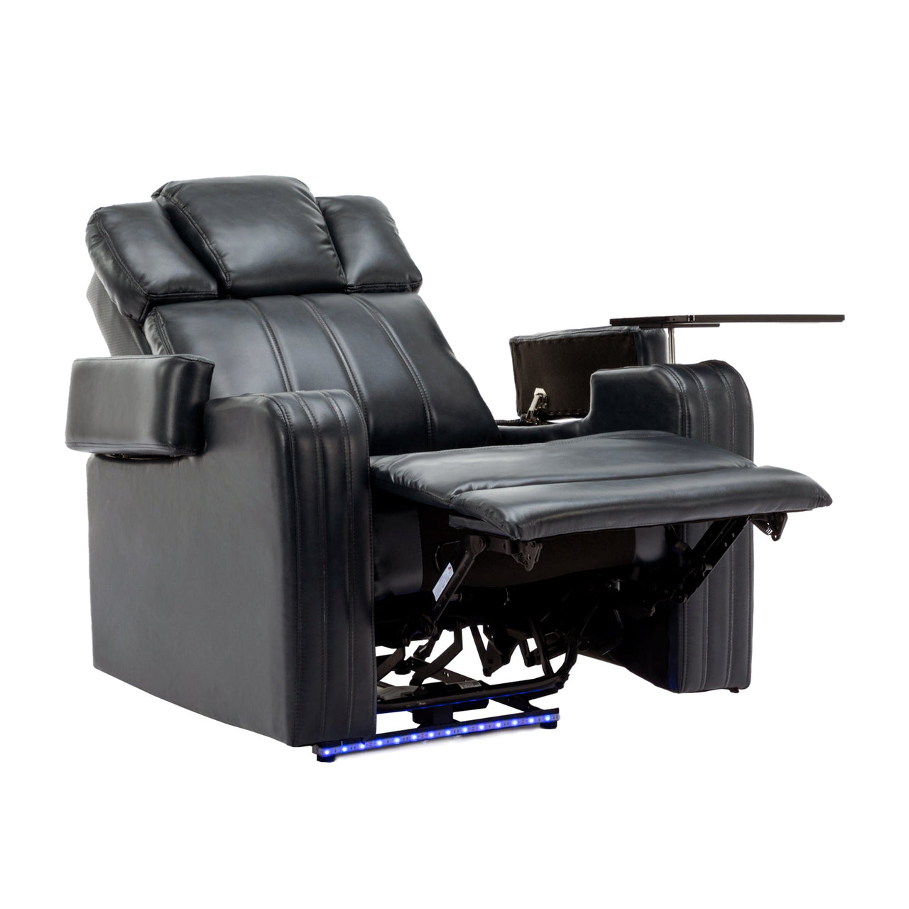 PU Leather Power Recliner Individual Seat Home Theater Recliner With Cooling Cup Holder, Bluetooth Speaker, LED Lights,