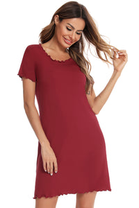 Thumbnail for Round Neck Short Sleeve Lounge Dress - T - 3 COLORS -