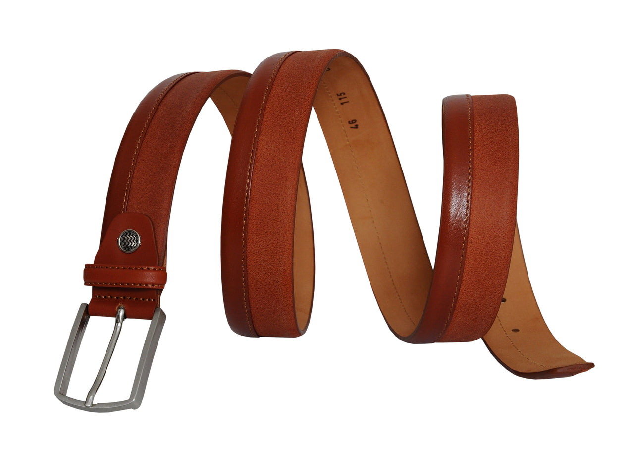 Jkel - Siene Tan Leather Men Suede Belt -