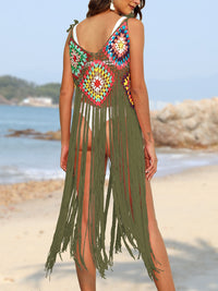 Thumbnail for Fringe Spaghetti Strap Cover-Up - T - 10 COLORS -