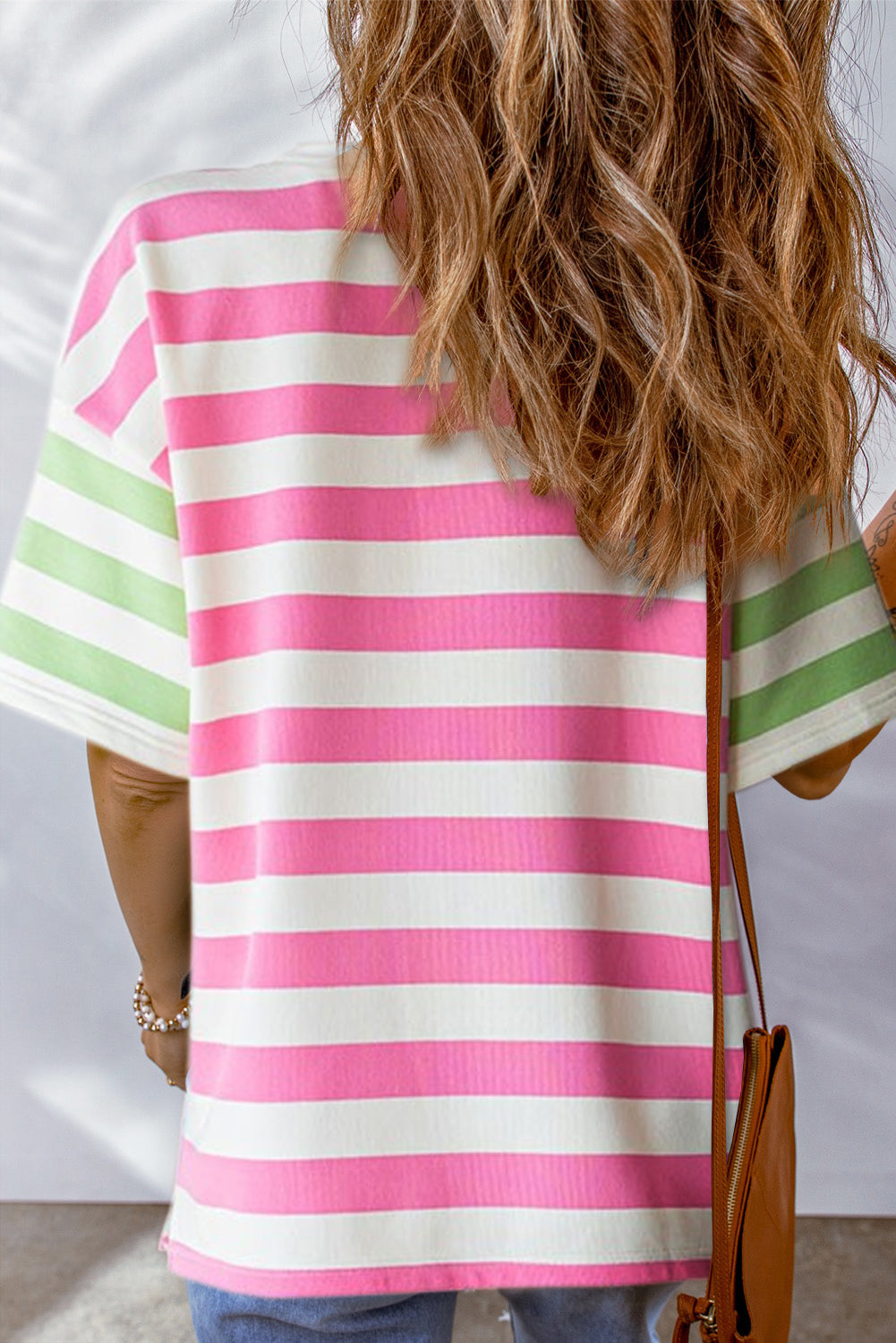 Striped Round Neck Half Sleeve T-Shirt - T - 2 COLORS -