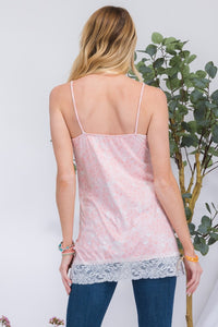 Thumbnail for Celeste Full Size Lace Trim Floral Cami - T - 1 COLOR -