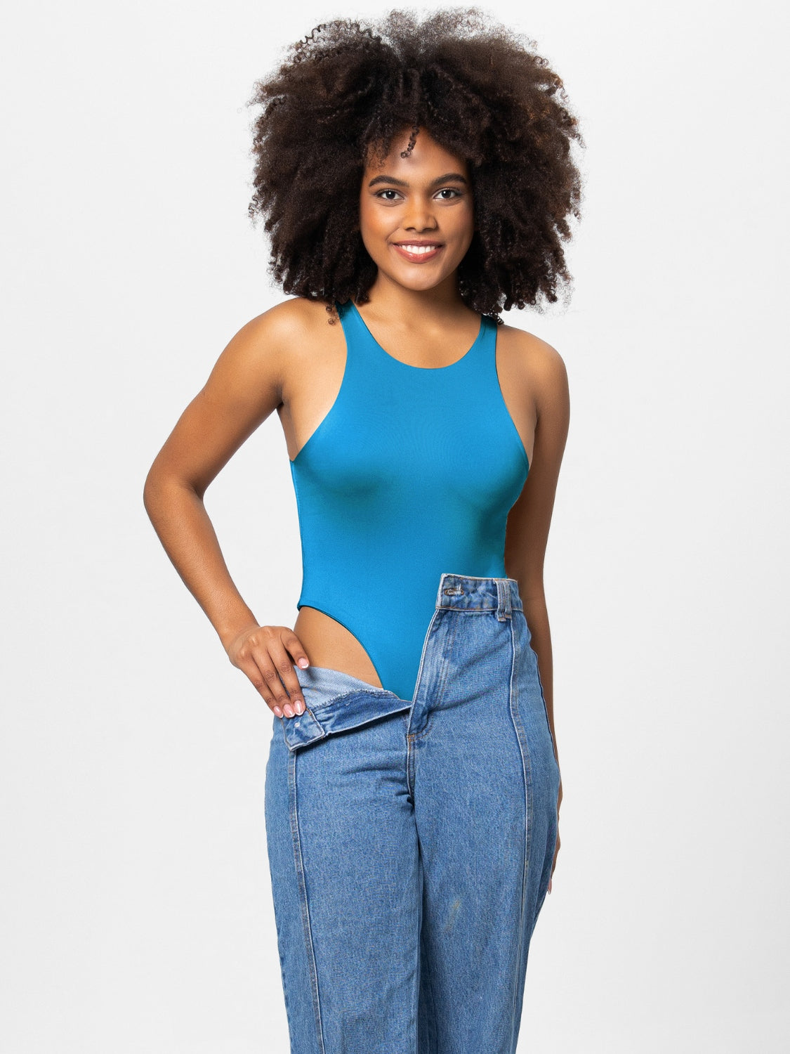 Full Size Round Neck Wide Strap Bodysuit - SIZES S THRU 3XL - T - 8 COLORS -