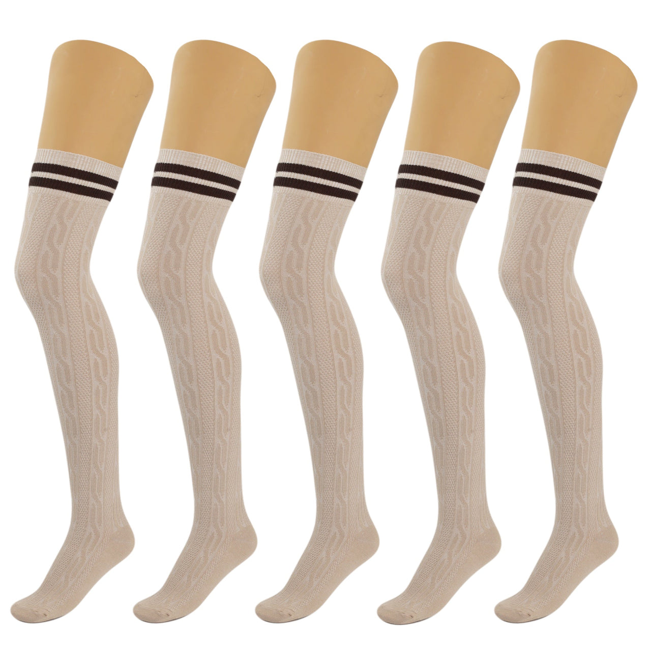 5 Pairs Over Knee Thigh Socks Knee-High Warm Stocking Women Boot Sock Leg Warmer High Socks - FITS SIZES 5-10 - 9 COLORS -