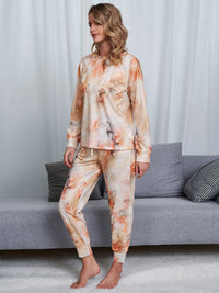 Thumbnail for Tie-Dye Round Neck Top and Pants Lounge set - 2 PCS. - T -