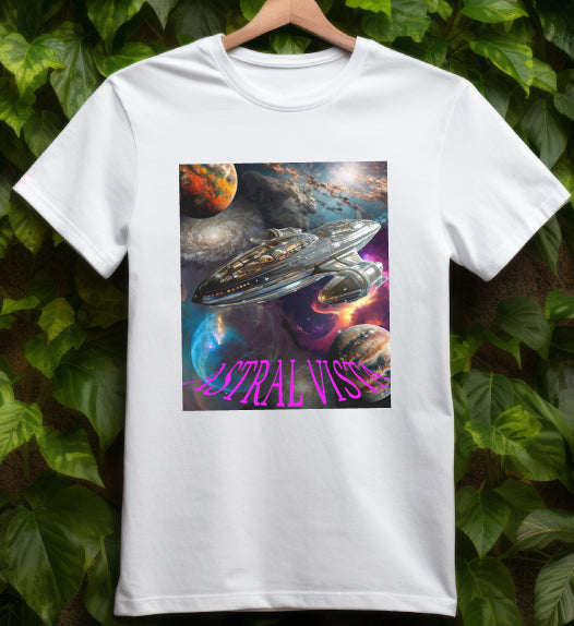 Astral Vista T-Shirt, Daily Spaceship Tee, Alien T-Shirt - 2 COLORS -