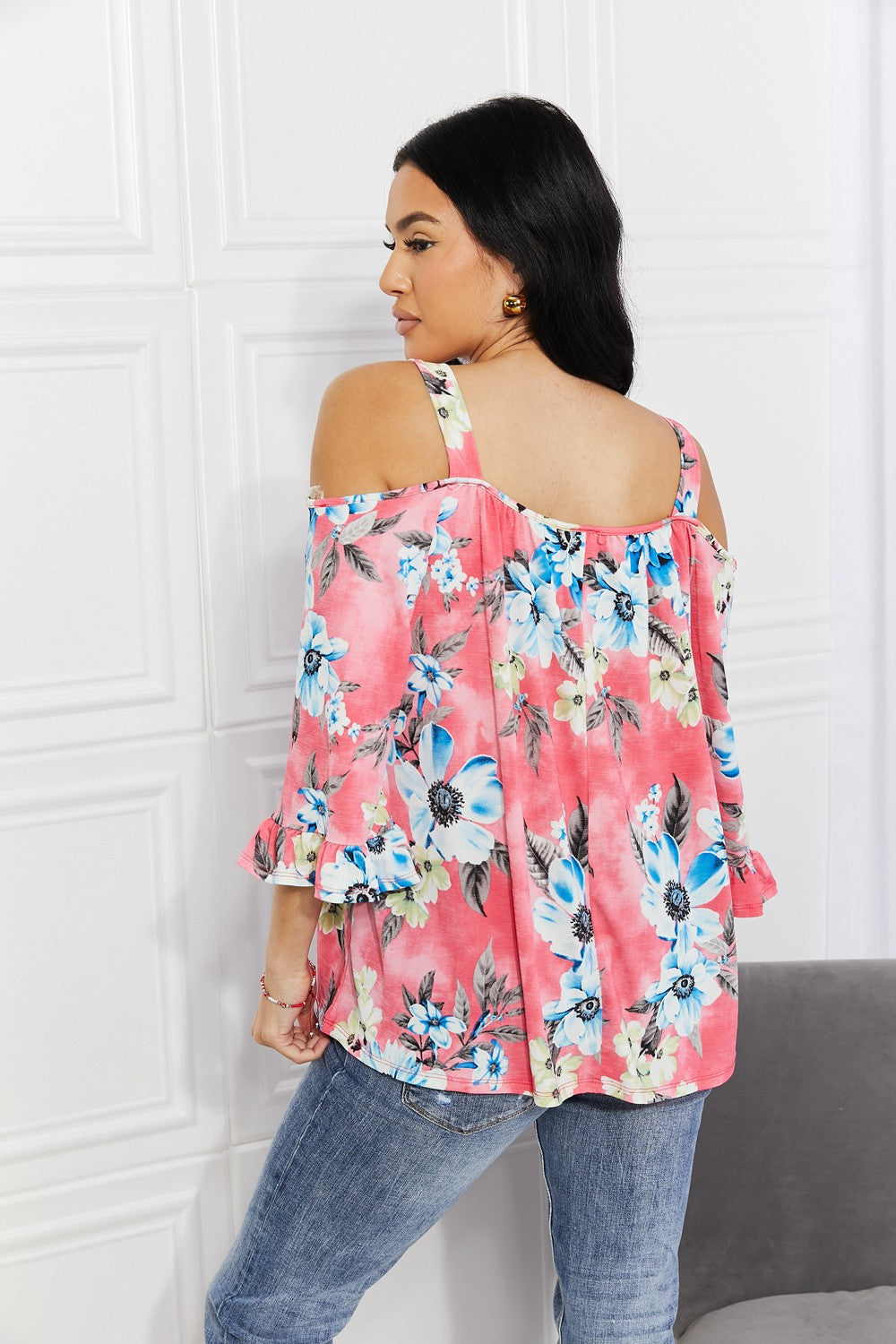 Sew In Love Full Size Fresh Take  Floral Cold-Shoulder Top - SIZES S THRU 3XL - T - 1 COLOR -