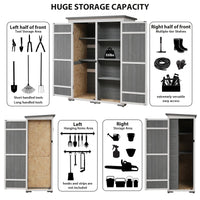 Thumbnail for Outdoor 5.5ft Hx4.1ft L Wood Storage Shed, Garden Tool Cabinet With Waterproof Asphalt Roof, Four Lockable Doors, Multip