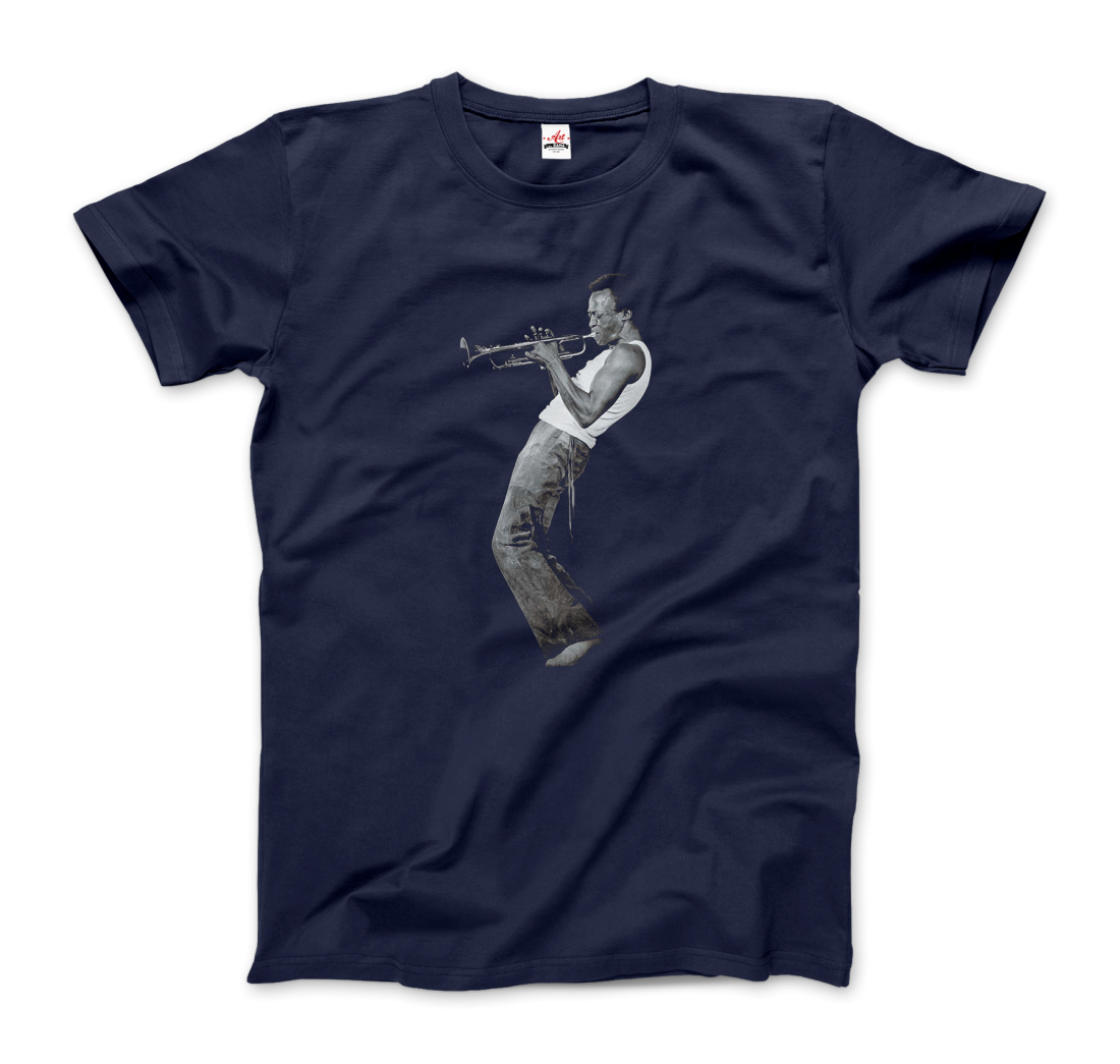 Miles Davis Playing His Trumpet Artwork T-Shirt - 4 STYLES - 4 COLORS -