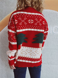 Thumbnail for Christmas Tree Mock Neck Long Sleeve Sweater - T - 2 COLORS -