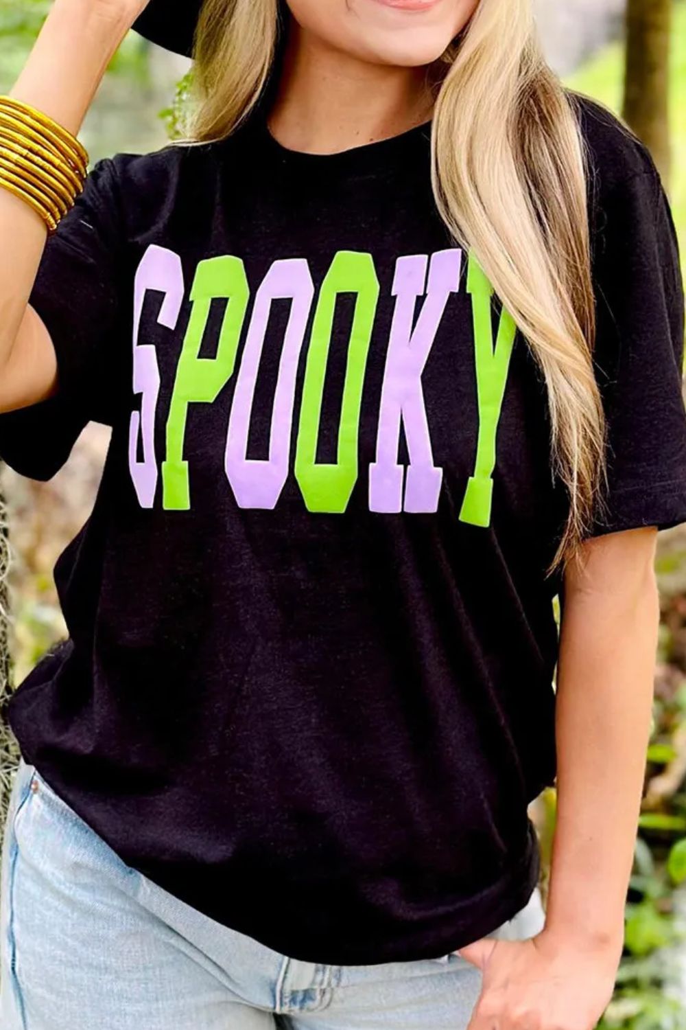 SPOOKY Round Neck Short Sleeve T-Shirt - T - 1 COLOR -