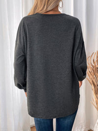 Thumbnail for Perfee Pocketed Round Neck Long Sleeve Sweatshirt - T - 1 COLOR -