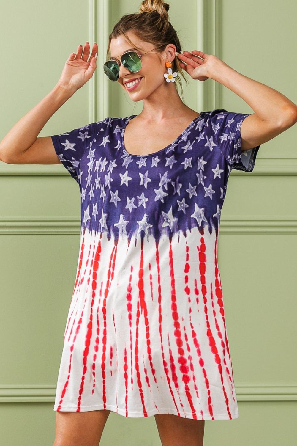 BiBi American Flag Theme Tee Dress - T - 1 COLOR -