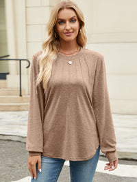 Thumbnail for Round Neck Long Sleeve T-Shirt - T - 5 COLORS -