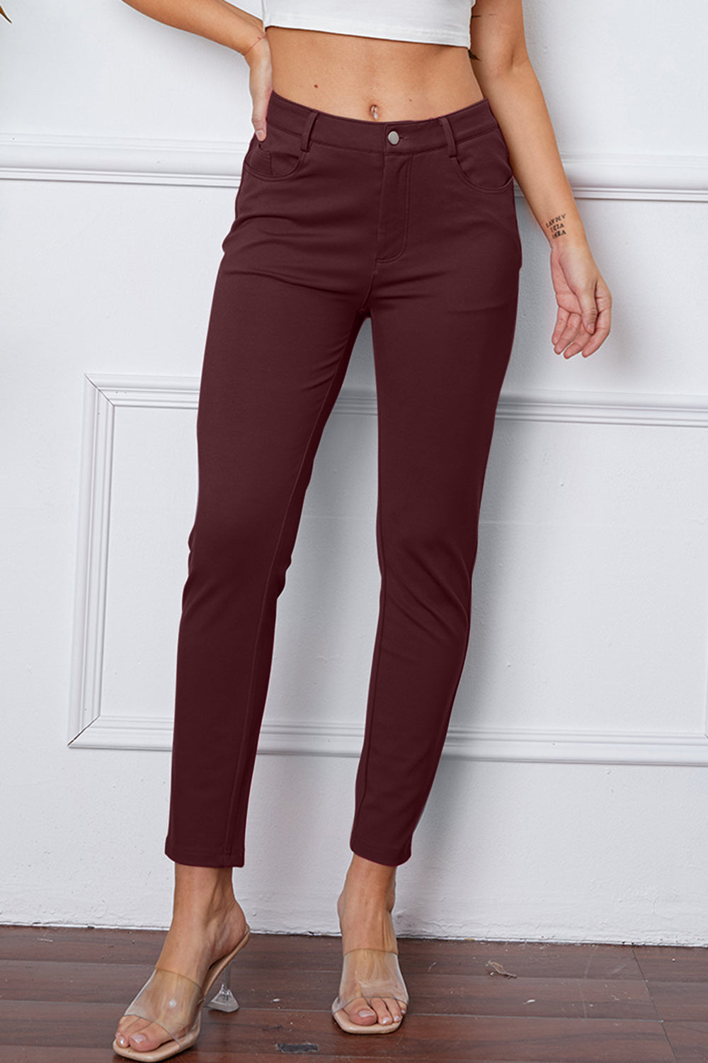 Basic Bae Full Size High Waist Skinny Pants - T - 2 COLORS -