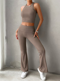 Thumbnail for Ribbed Round Neck Tank and Pants Set - 2 PCS. - T - 4 COLORS -