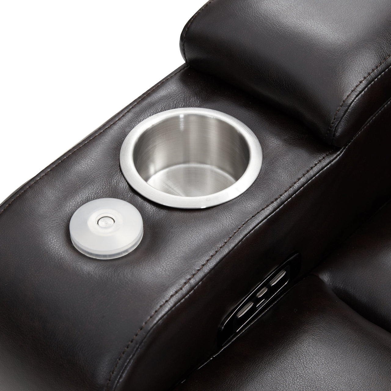 Power Motion Recliner With USB Charging Port and Hidden Arm Storage 2 Convenient Cup Holders Design and 360° Swivel Tray