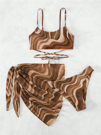 Thumbnail for Tied Printed Three-Piece Swim set - 3 PCS. - T - 4 COLORS -