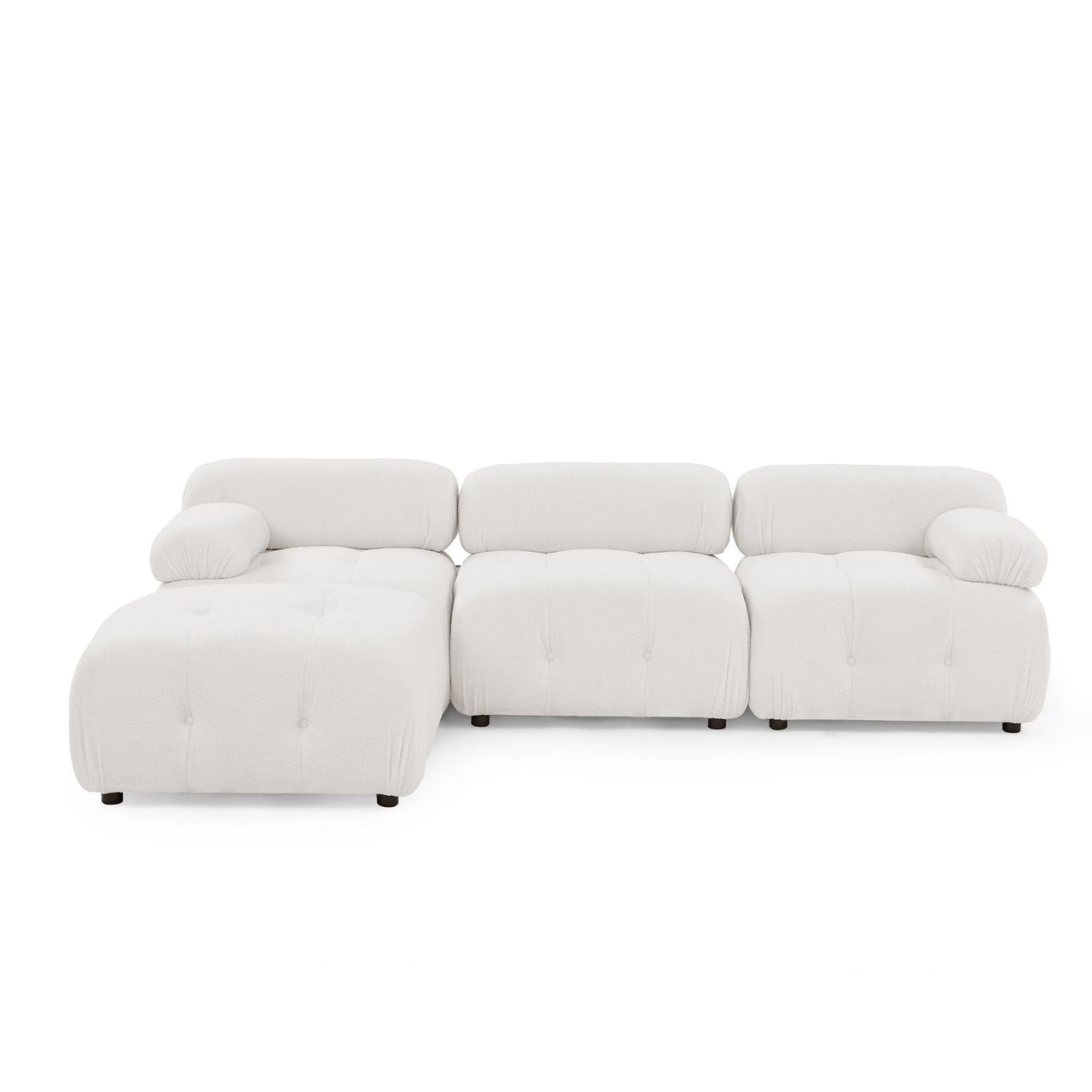 Modular Sectional Sofa, Button Tufted Designed and DIY Combination,L Shaped Couch With Reversible Ottoman, Ivory Teddy F