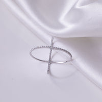 Thumbnail for 925 Sterling Silver Moissanite Crisscross Ring