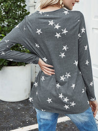 Thumbnail for Cutout Round Neck Long Sleeve T-Shirt - T - 5 COLORS -